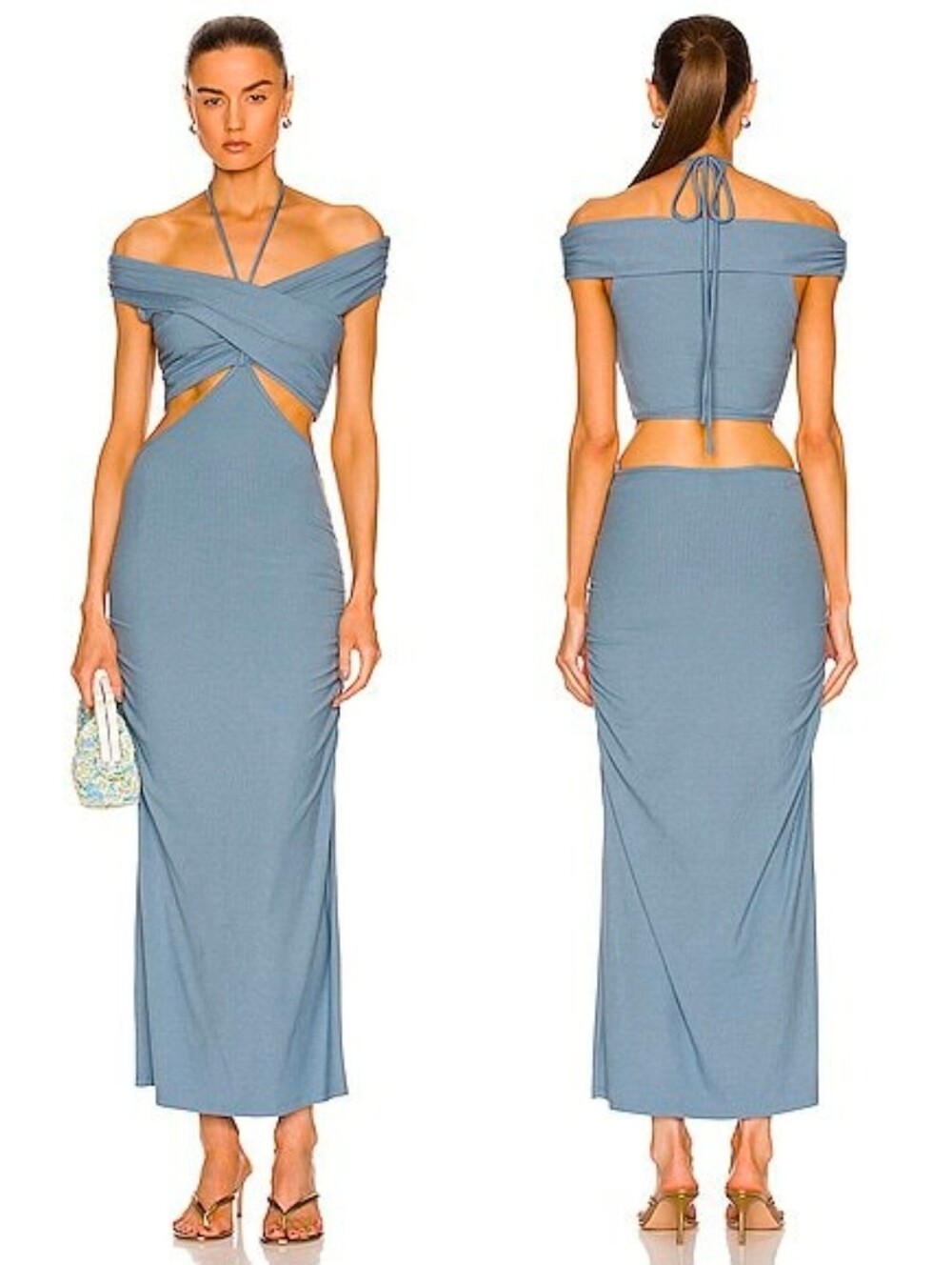 NWT JONATHAN SIMKHAI Blue Cutout Akane Midi Dress